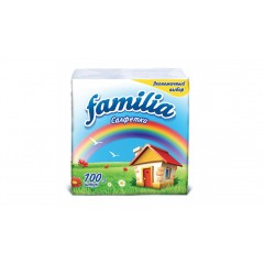 Салфетки бумажные "FAMILIA"" 1сл. 100 шт/уп., цв.белый