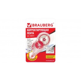 Корректирующая лента BRAUBERG 5мм х 12м. корпус прозрачный. механизм перемотки. блистер. 226814