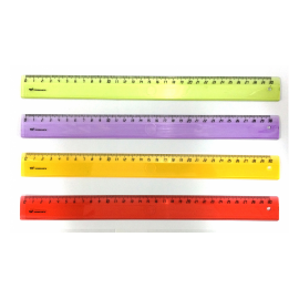 Линейка WORKMATE 30см, флюоресцентная, прозрачная, пластиковая, 4цв, арт. 182001000