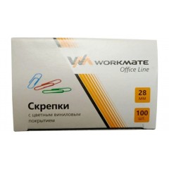Скрепки канцелярские Workmate 28 мм, цветные, виниловое покрытие, 100 шт/уп, арт. 067000500