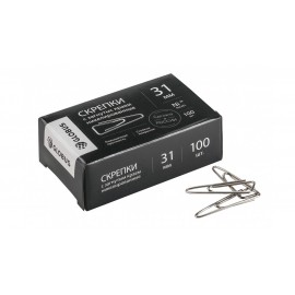 Скрепки "Quality", 31 мм, никелированные, треугольные, 100 шт., арт. С31-100НЧ