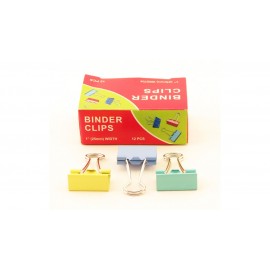 Зажимы для бумаг в наборе, цветные, 25 мм, 12 шт., Binder clips
