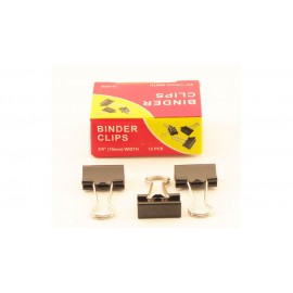 Зажимы для бумаг в наборе, черные, 19 мм, 12 шт., Binder clips