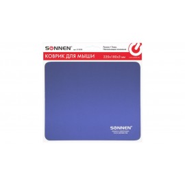 Коврик для мыши SONNEN "BLUE", резина + ткань, 220х180х3 мм, 513308
