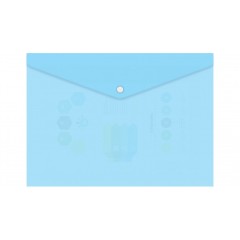 Конверт на кнопке Бюрократ Pastel -PKPAST/BLUE A4 пластик 0.18мм голубой кнопка белая, 1481570