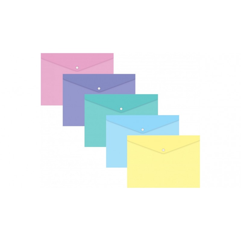 Конверт на кнопке Бюрократ Pastel -PKPAST/VIO A4 пластик 0.18мм фиолетовый кнопка белая, 1604393