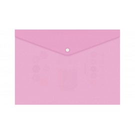 Конверт на кнопке Бюрократ Pastel -PKPAST/PINK A4 пластик 0.18мм розовый кнопка белая, 1481685