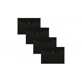 Конверт на кнопке Бюрократ Black Opal BLPK803A4/1 A4 пластик 0.18мм черный кнопка ассорти, 1481712