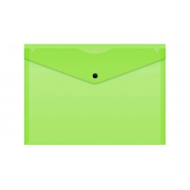 Конверт на кнопке Бюрократ Double Neon DNEPK803A4LETT A4 гориз. пластик 0.18мм салатовый