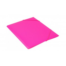 Папка на резинке Бюрократ Double Neon DNE510PINK A4 пластик кор.30мм 0.5мм розовый