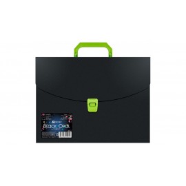 Портфель Бюрократ Black Opal BLPP01LETT 1 отдел. A4 пластик 0.7мм черный/салатовый