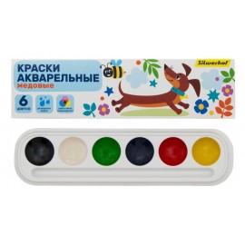Краски акварельные Silwerhof 961139-06 Веселые друзья медовые 6цв. без кисти картон.кор.