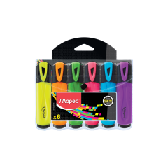 Набор текстовыделителей FLUO PEP S CLASSIC, пишущий узел 1-5мм, 6 цв., (Maped), арт. 742557