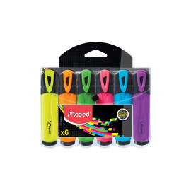 Набор текстовыделителей FLUO PEP S CLASSIC, пишущий узел 1-5мм, 6 цв., (Maped), арт. 742557