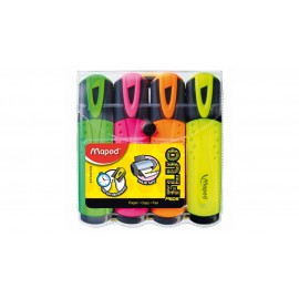 Набор текстовыделителей FLUO PEP S CLASSIC, пишущий узел 1-5мм, 4 цв., (Maped), арт. 742547