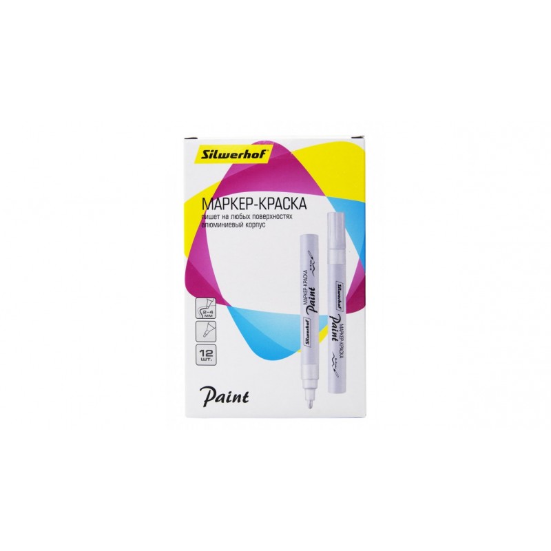 Маркер лаковый Silwerhof Paint 1206582 пулевидный пиш. наконечник 2-4мм металический корпус белый