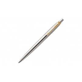 Ручка шариковая JOTTER Stainless Steel GT, корпус из нерж.стали, позол.клип, синие чернила M, арт.PARKER-1953182