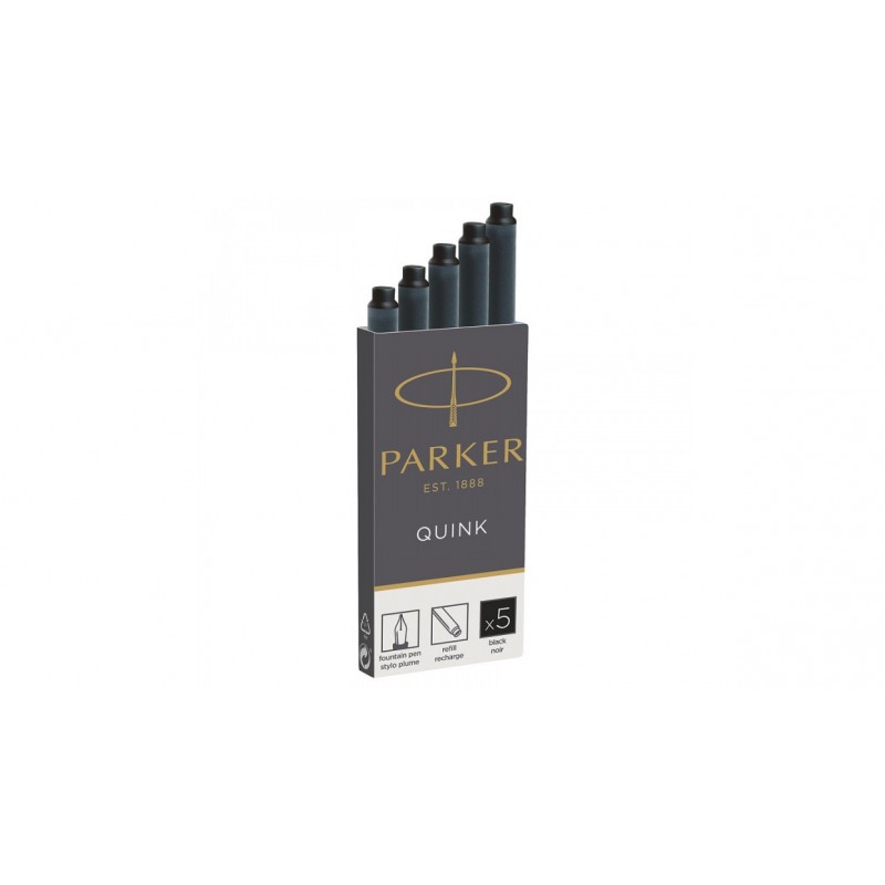 Картридж с чернилами QUINK для перьевой ручки, LONG, упаковка из 5 шт., арт. PARKER-S0116240, PARKER-S0116200, цвет чернил черный